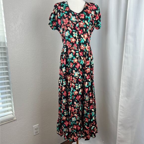 VTG Desert West Sherry Holt Dress Womens Small Floral Retro Boho Western Cottage - Picture 1 of 14